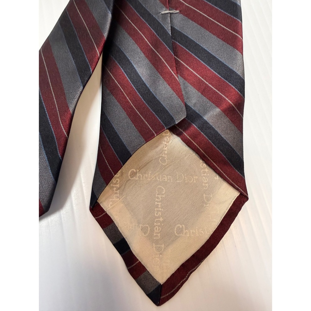 Christian Dior‎ Striped Silk Tie Paris New York Men's Necktie vintage - Picture 5 of 9